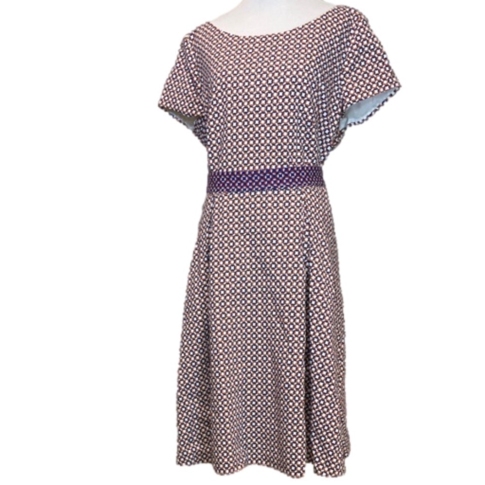 Hugo Boss Dalene Orange & Blue Geometric Patterned Dress NWT Women's US 12